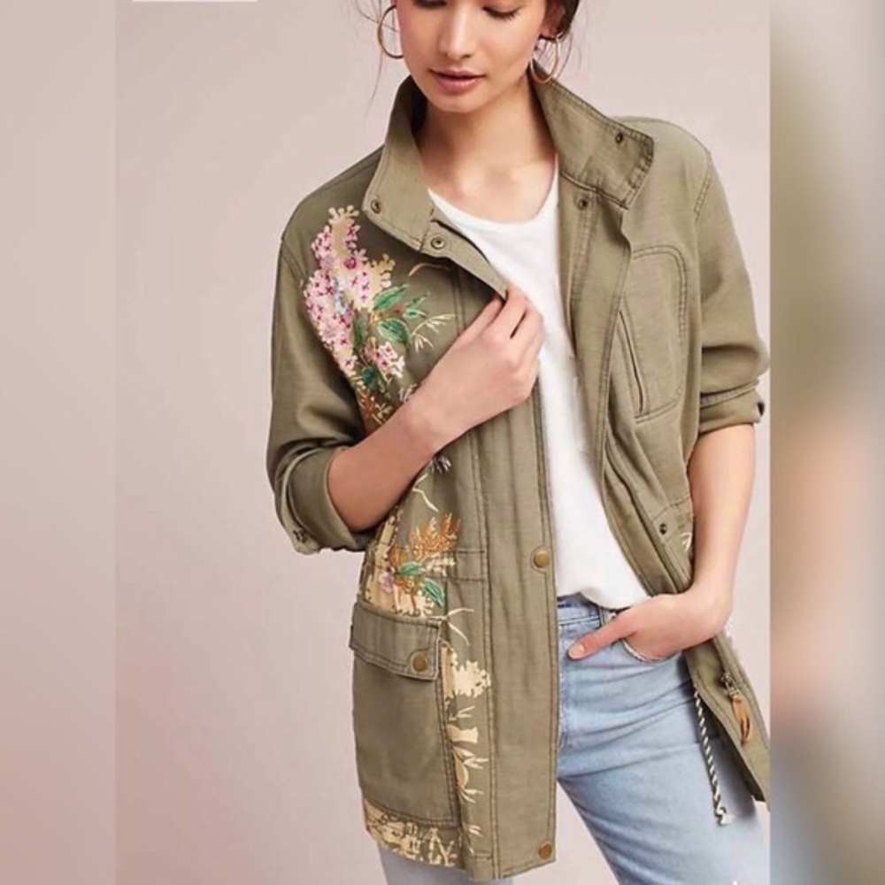 Anthropologie Embellished Anorak Jacket S